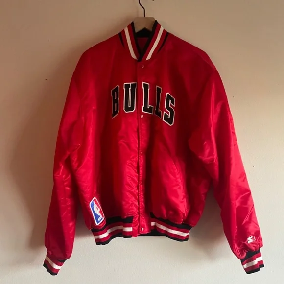Vintage 80s Starter Chicago Bulls NBA Red Satin Jacket Size XL Jordan Era - Picture 5 of 9